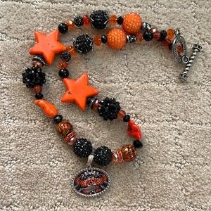 4/$25 Oklahoma State Chunky Bead Rhinestone Necklace